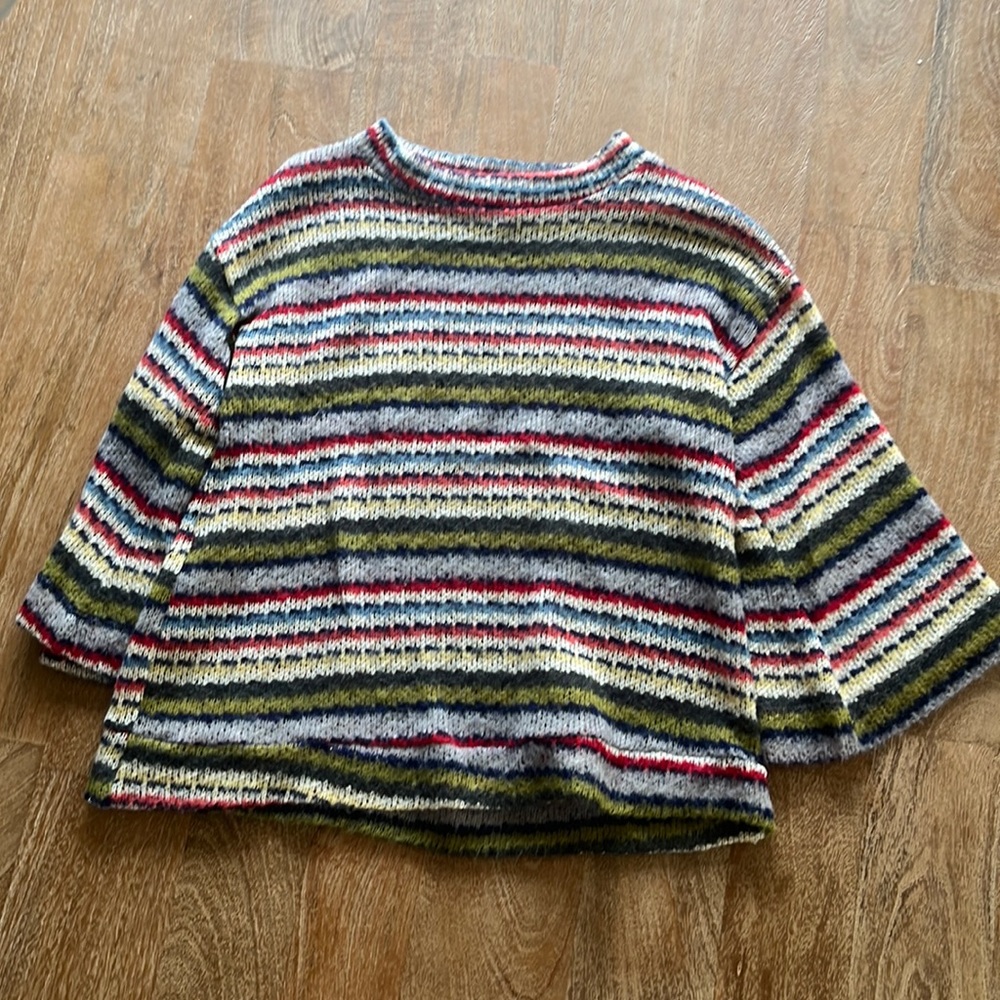 striped bell sleeved sweater